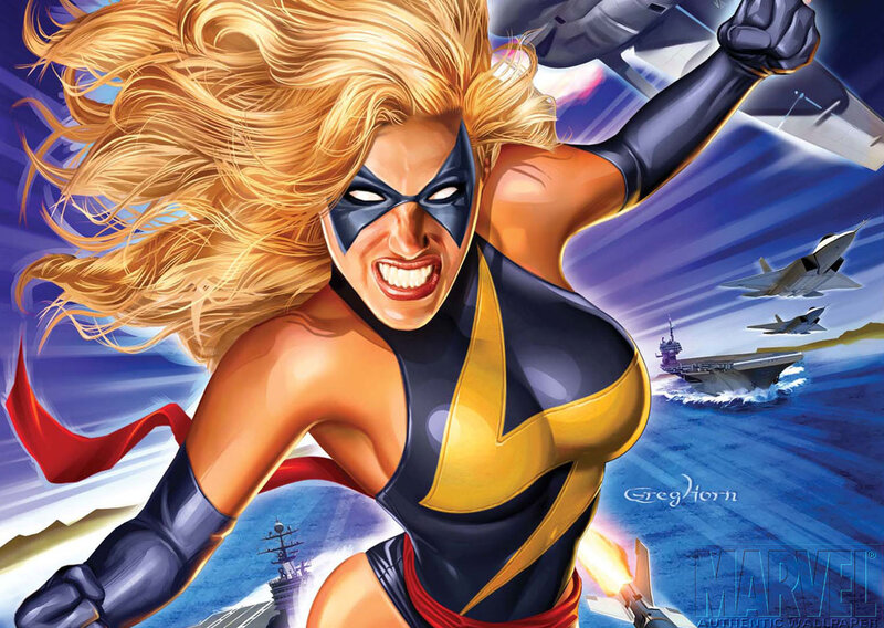 Captain Marvel Flying — Blue