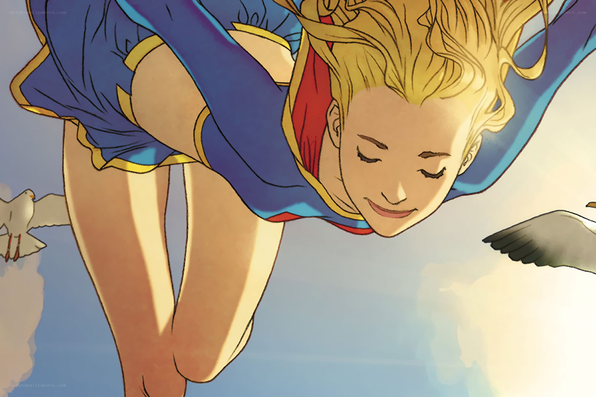 Captain Marvel flying in sky