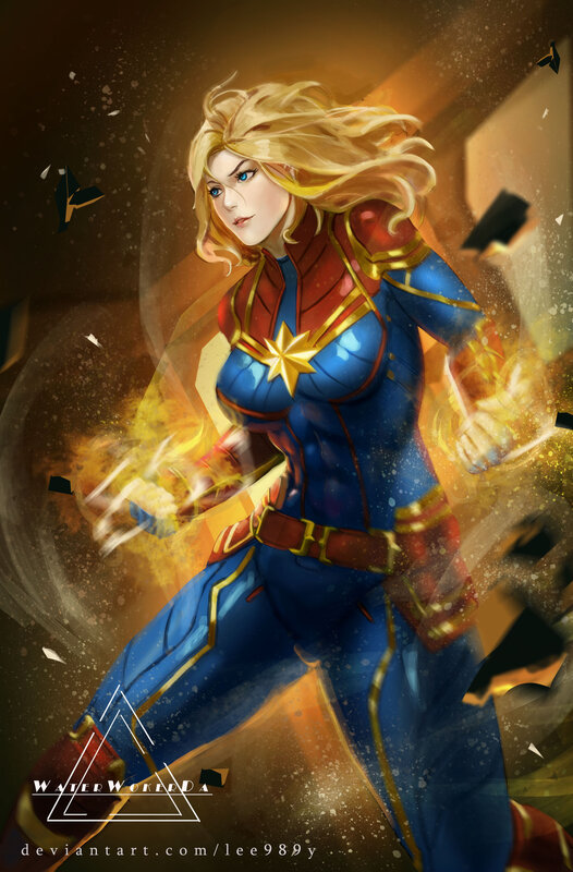 Captain Marvel in Action — Blue