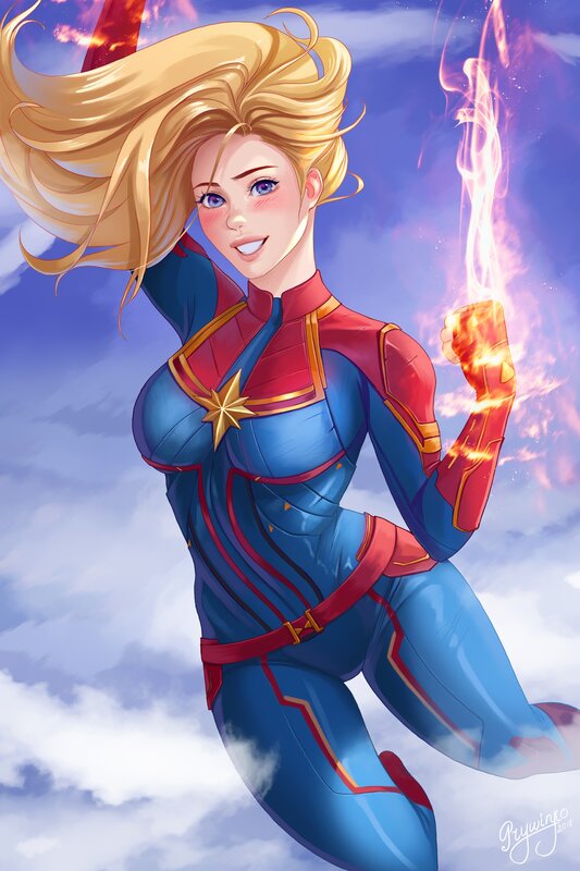 Captain Marvel in Flight — Blue