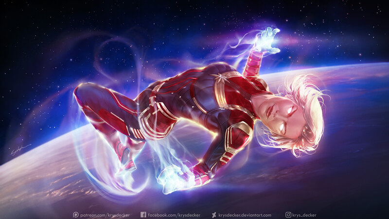 Captain Marvel in Space — Blue, Dramatic