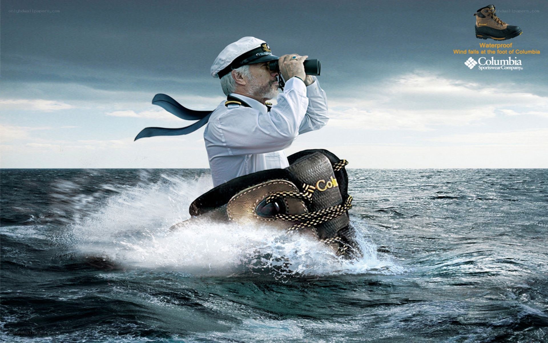 Captain on a boot-shaped boat