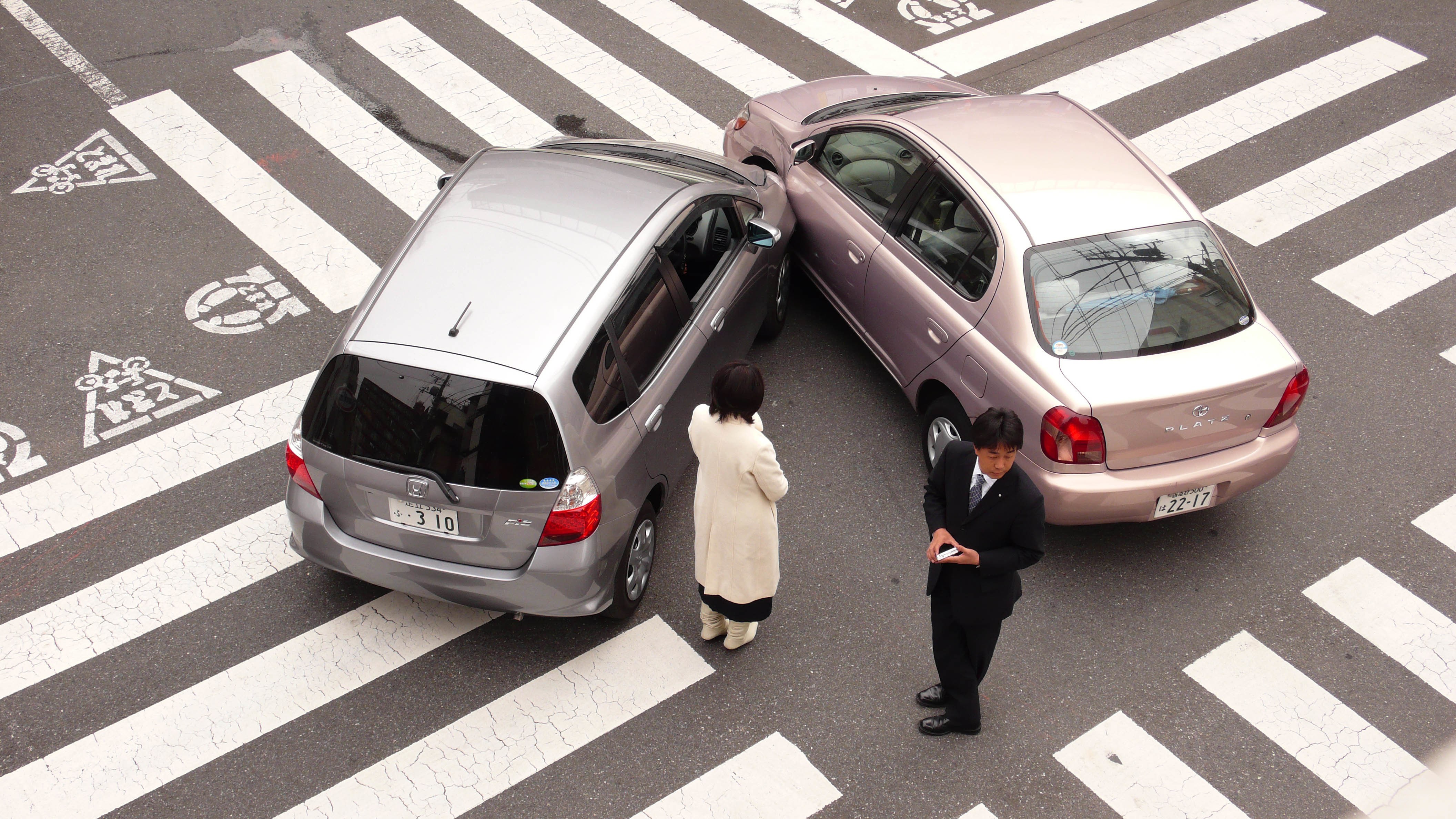 Car accident at crosswalk