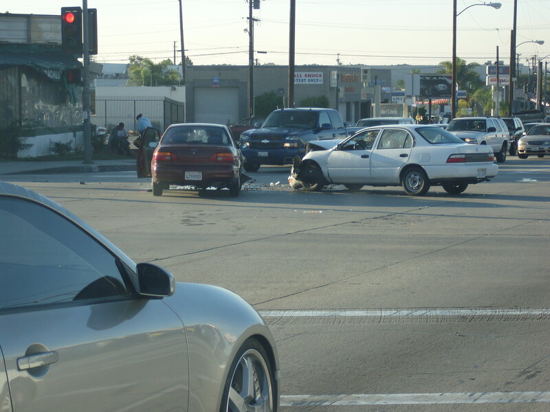 Car Accident at Intersection — Gray, Chaotic