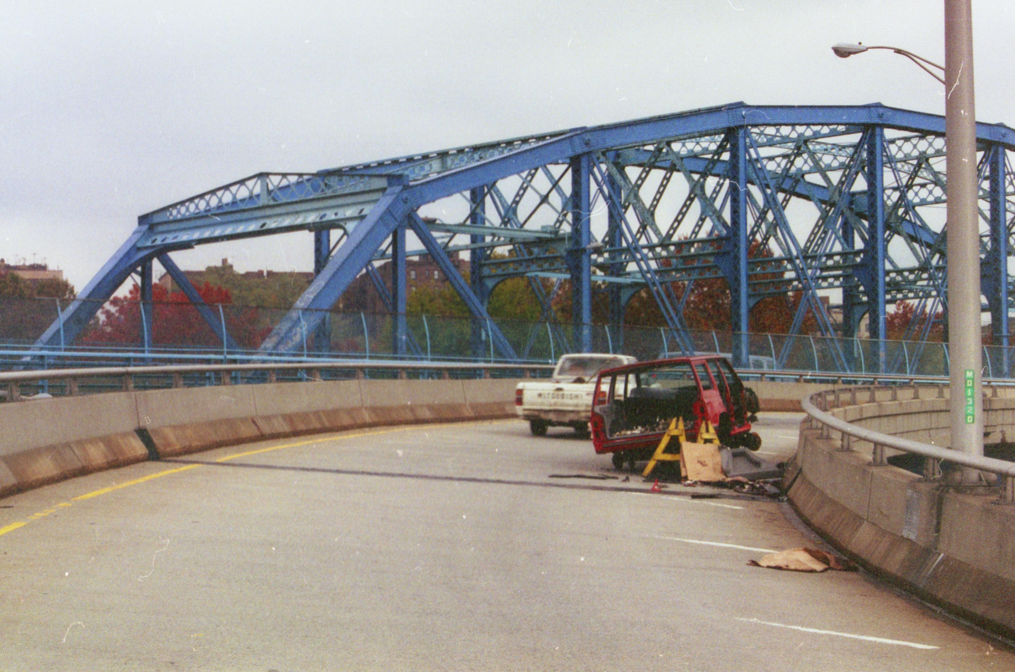 Car accident on blue bridge