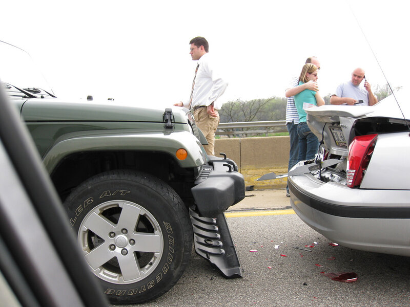 Car Accident on Highway — Gray, Dramatic