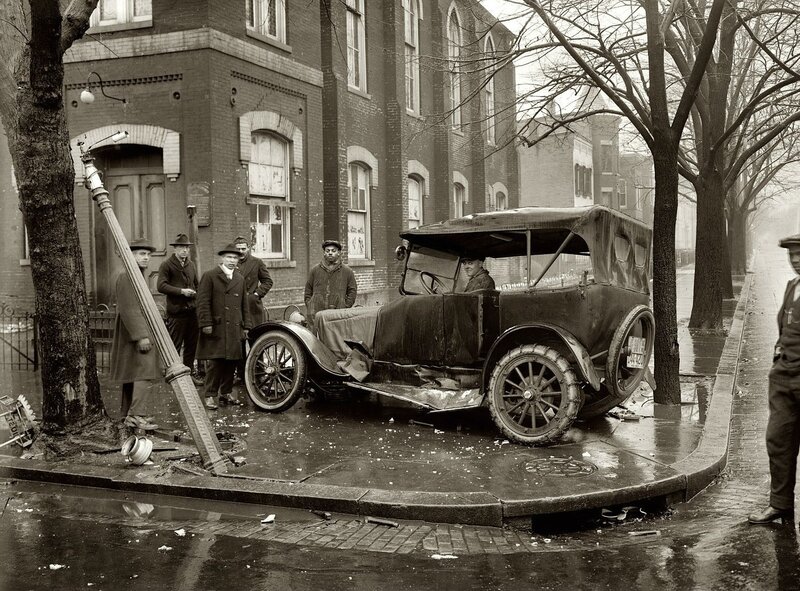 Car accident on wet street