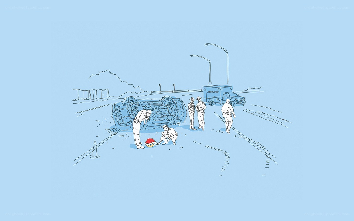 Car accident scene illustration