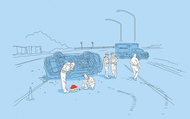 Car accident scene illustration