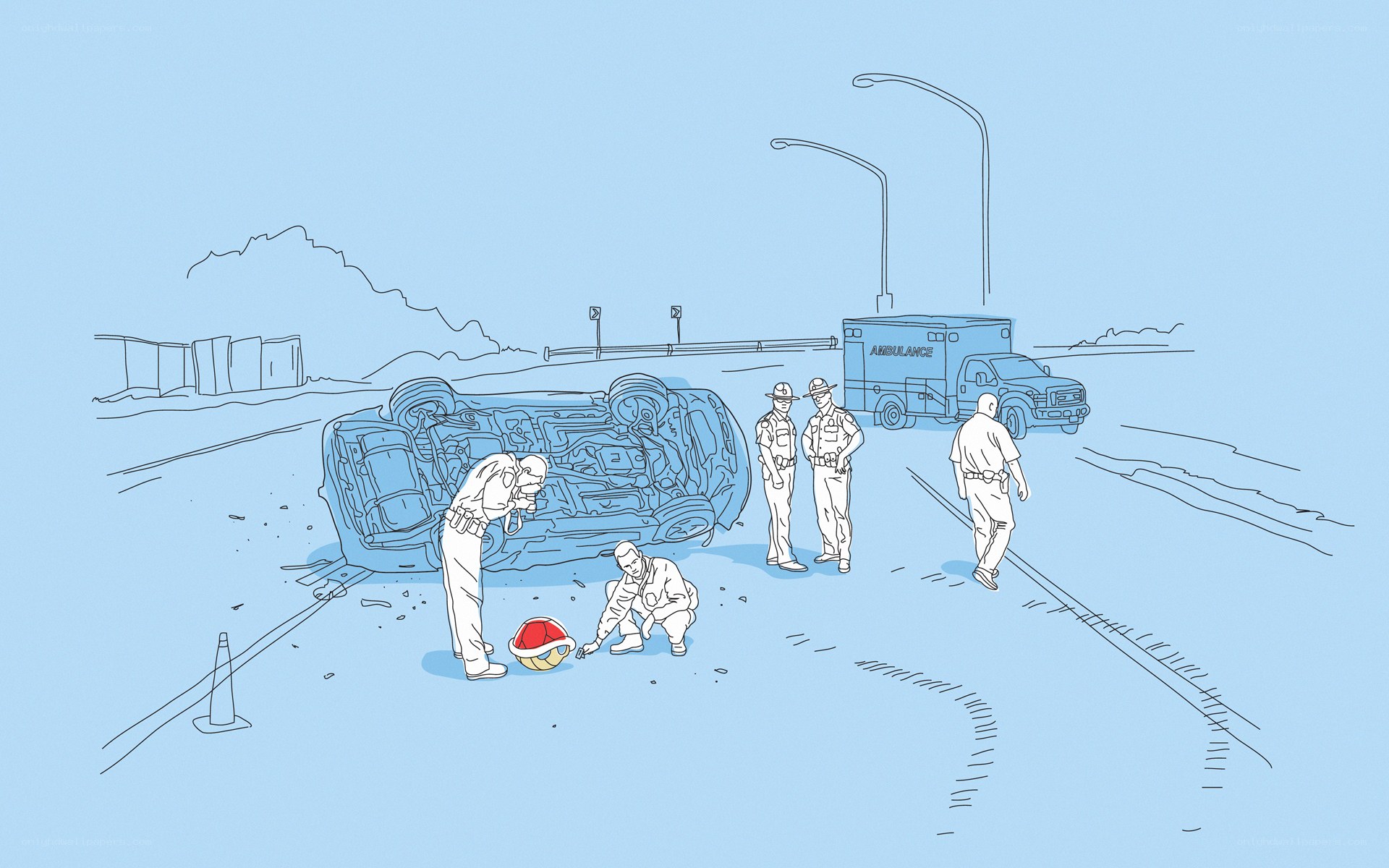 Car accident scene illustration
