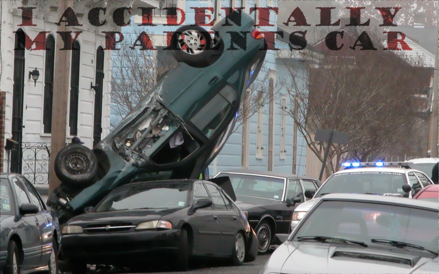 Car accident with overturned vehicle