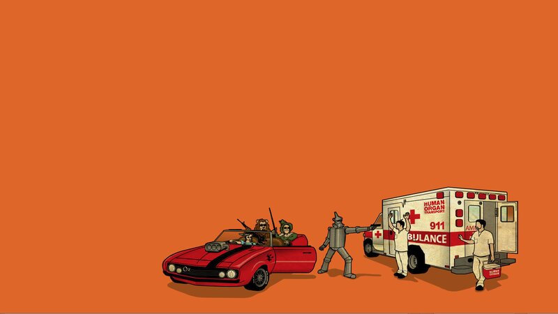 Car and Ambulance Scene — Orange