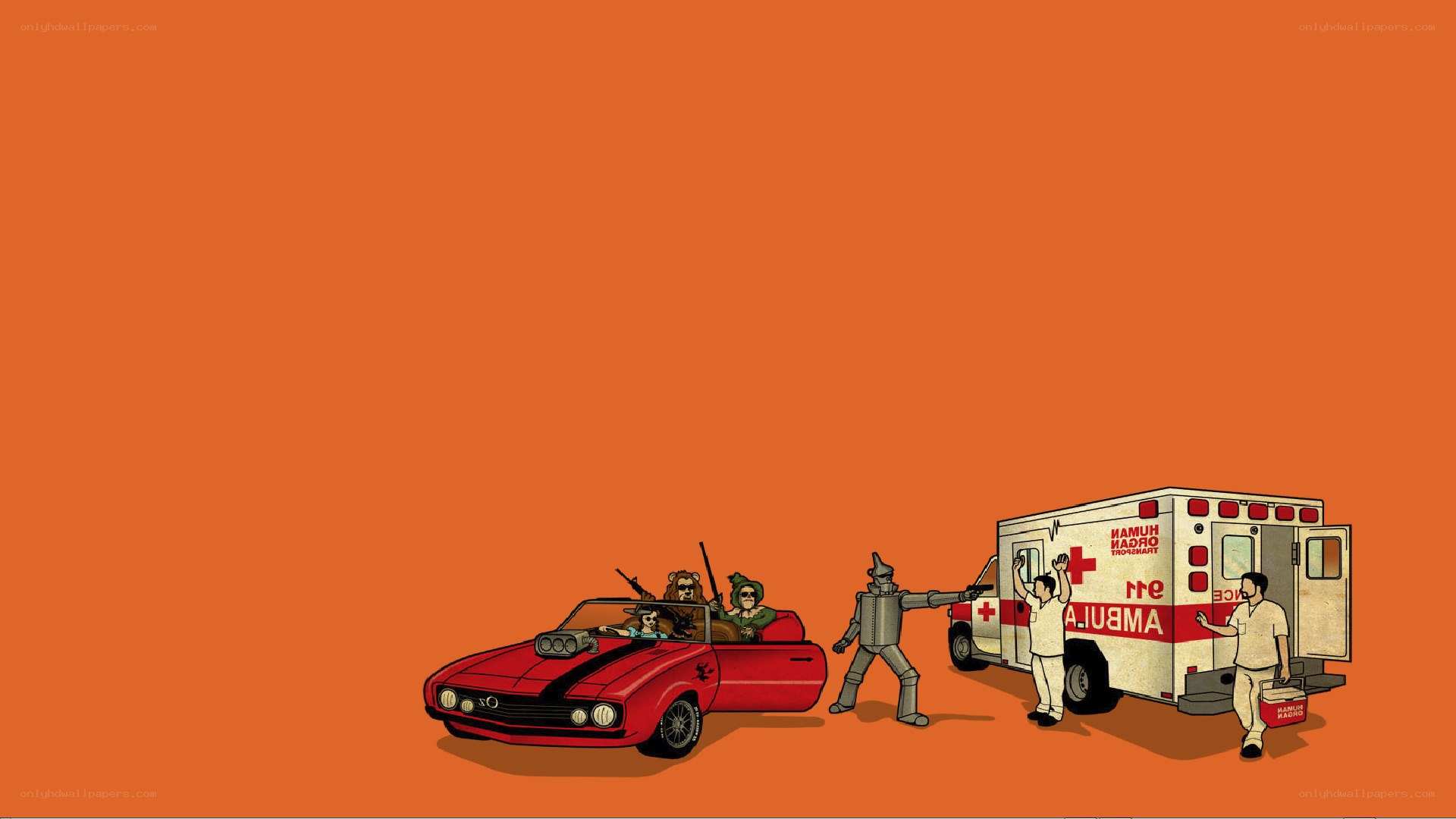 Car and ambulance scene