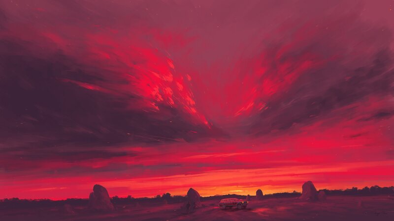 Car and Figures in Desert