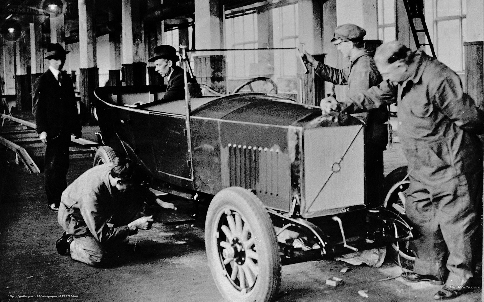Car assembly in early 20th century