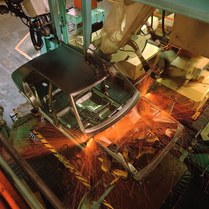 Car assembly line welding