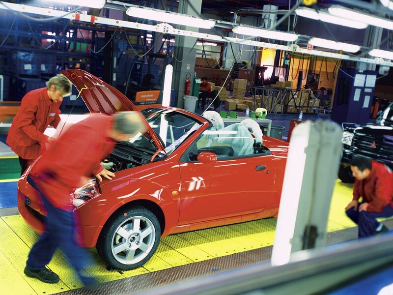 Car assembly line workers