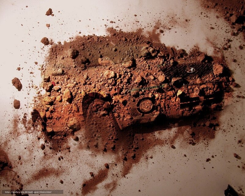 car buried in dirt