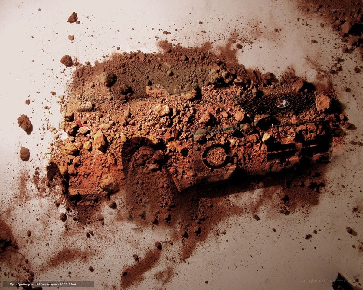 car buried in dirt
