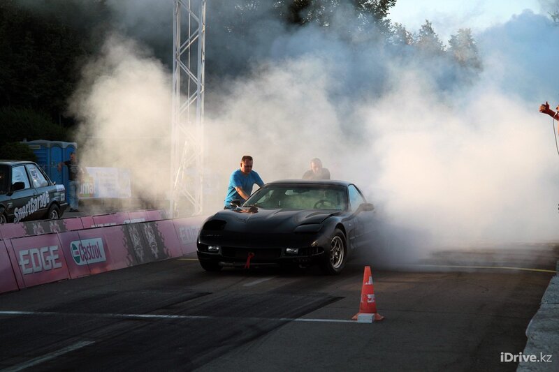 Car burnout at a race track