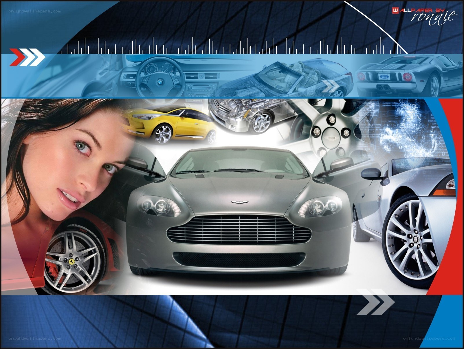 car collage with woman