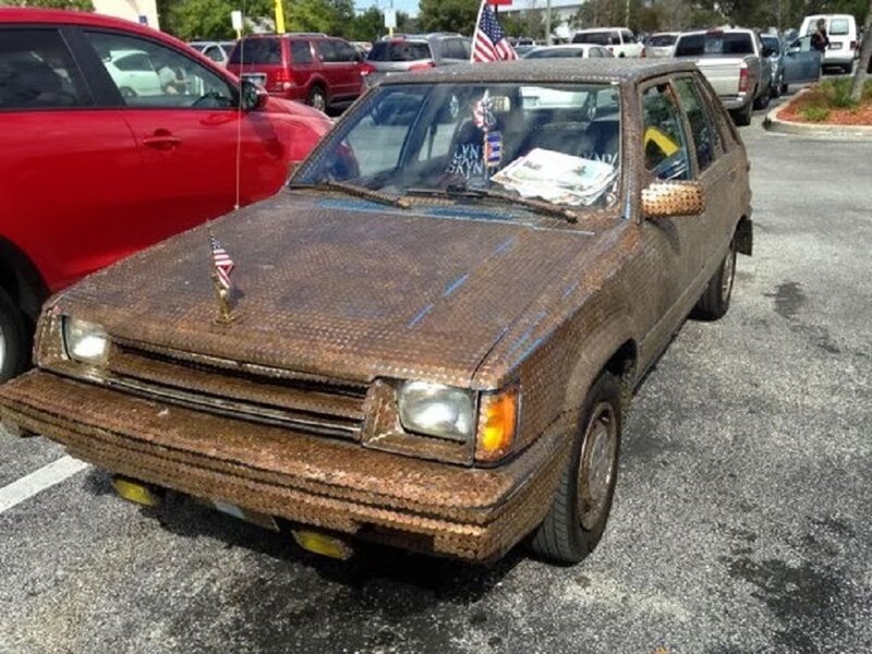 Car Covered in Coins