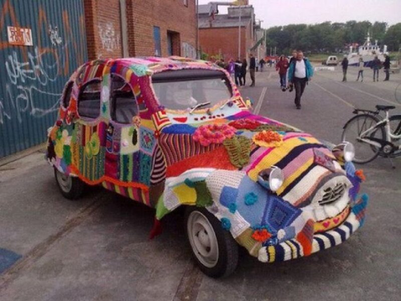 Car Covered in Crochet