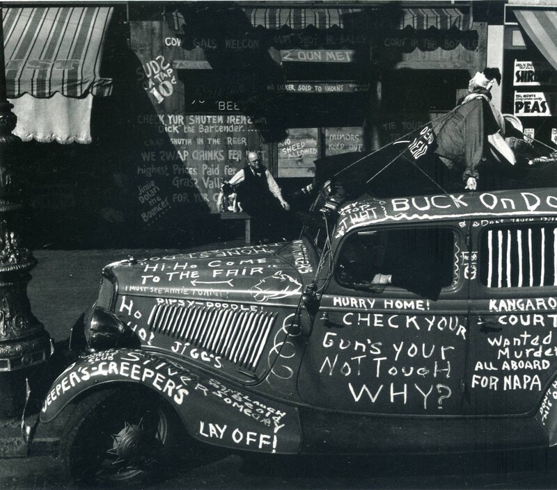 Car covered in graffiti