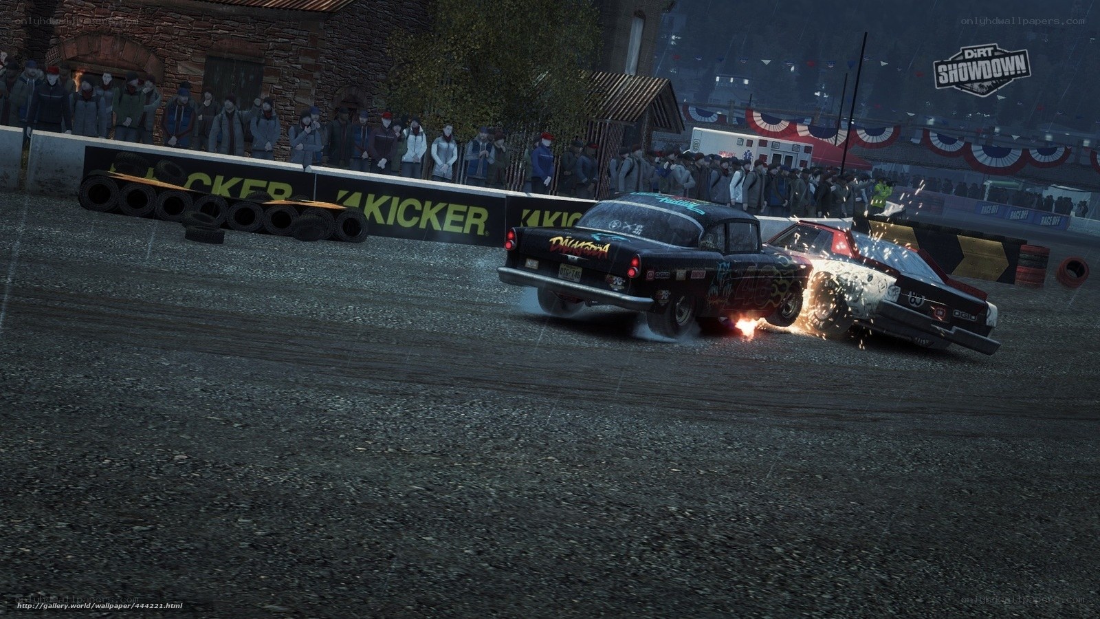 Car crash in dirt show down