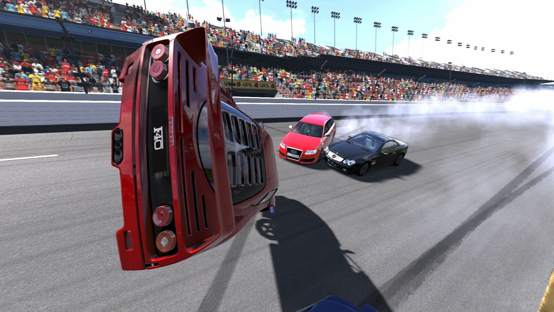 Car crash in racing game