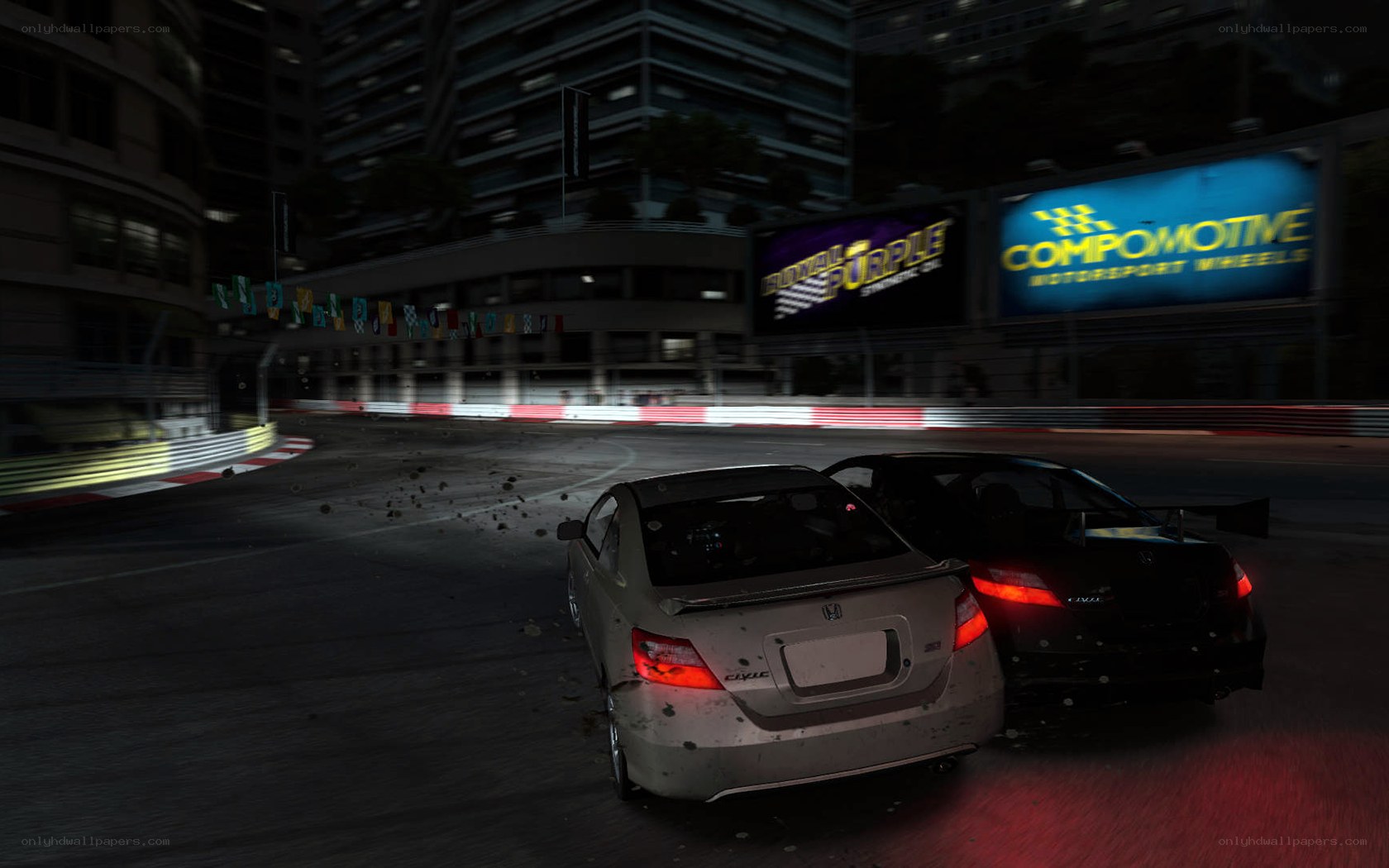 Car crash on city racetrack