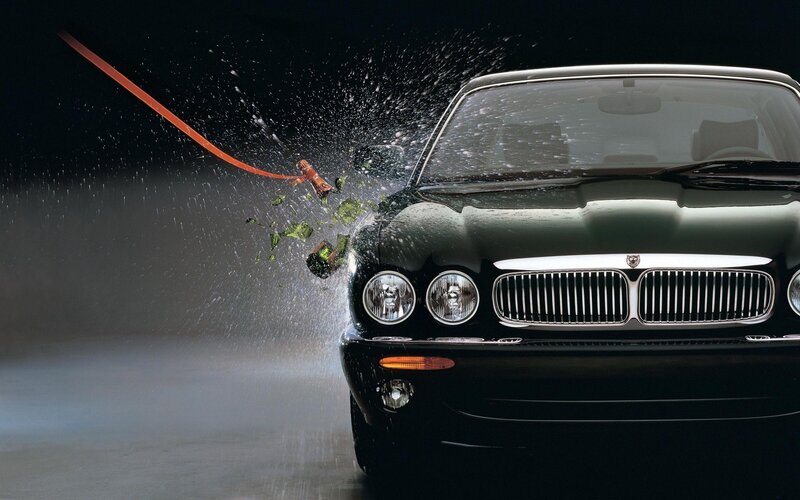 Car crash with bottle explosion