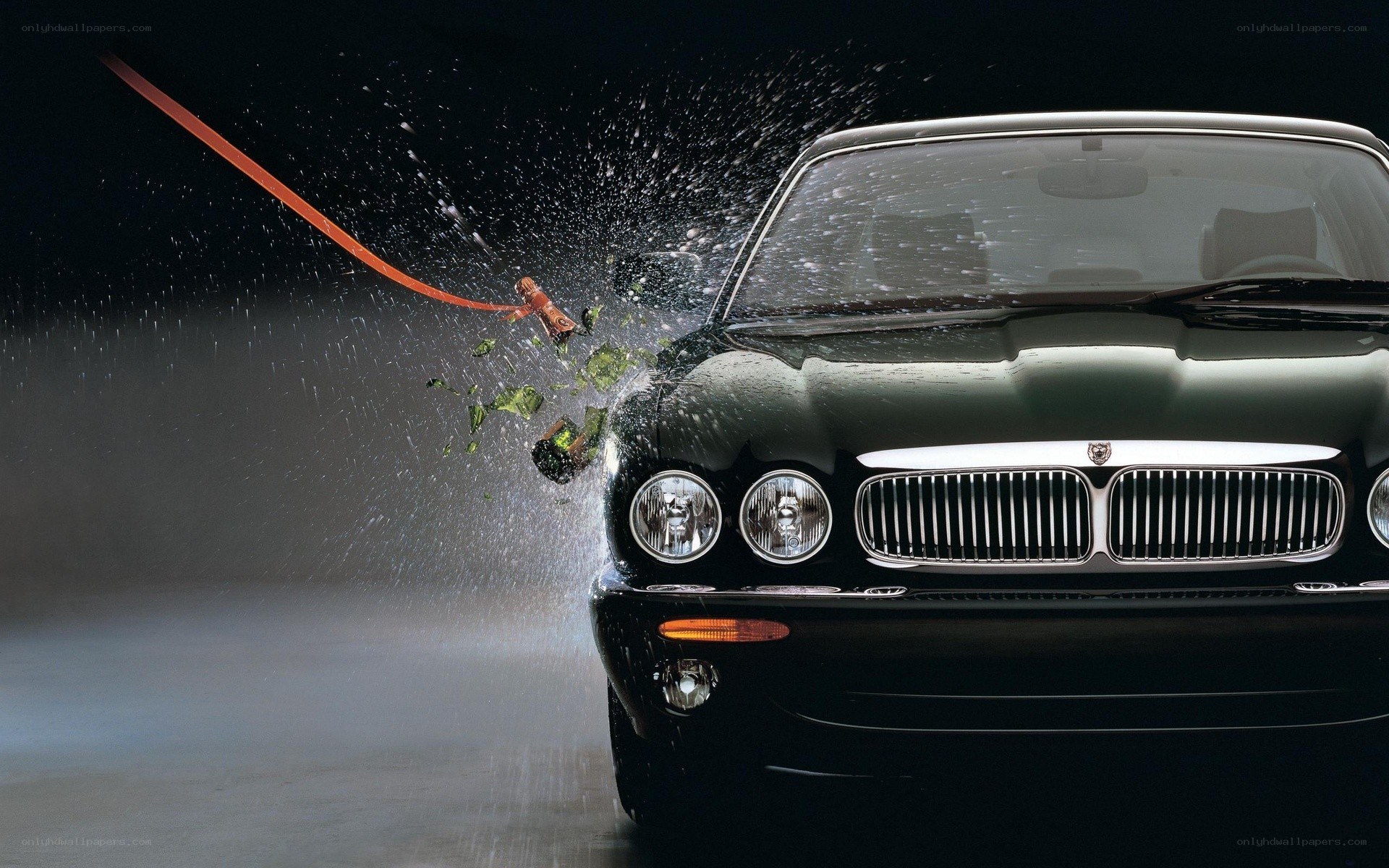 Car crash with bottle explosion