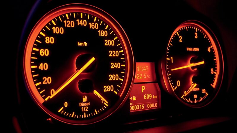 car dashboard at night