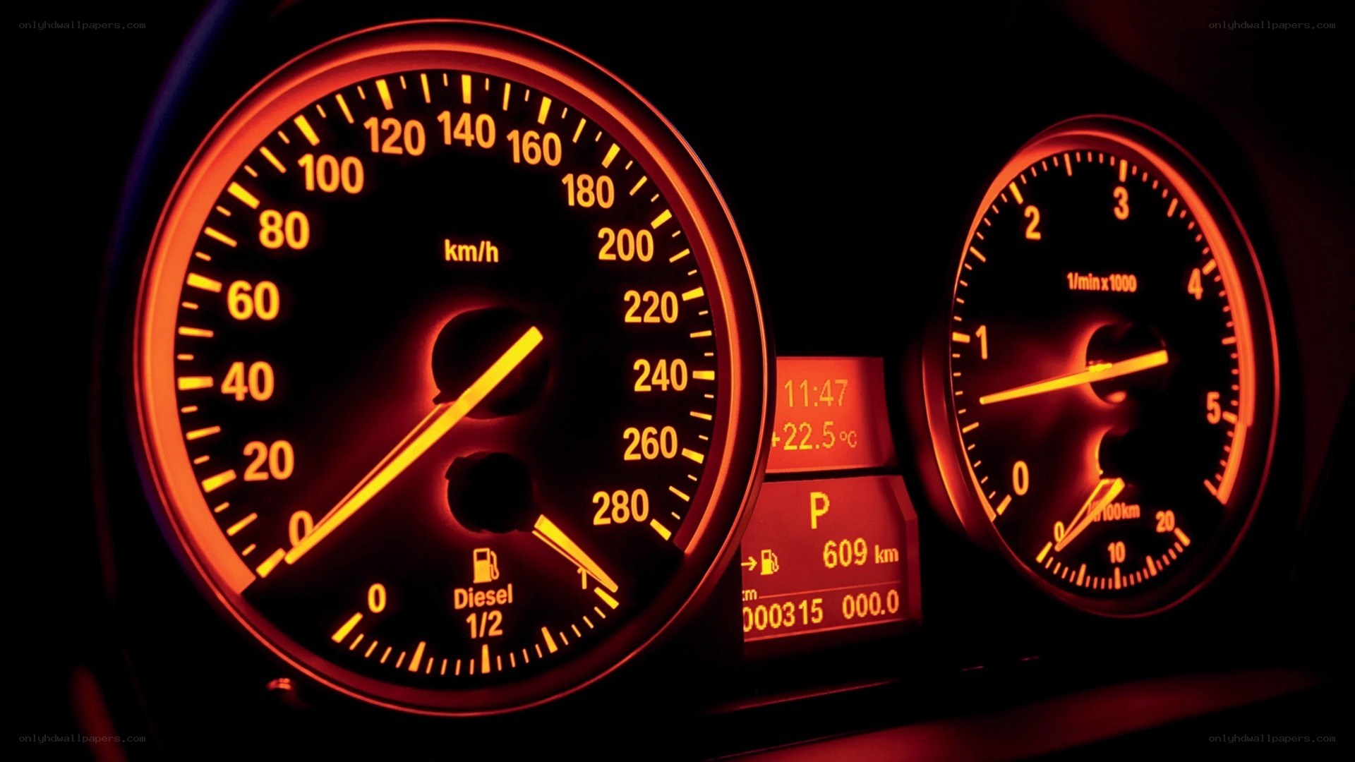 car dashboard at night
