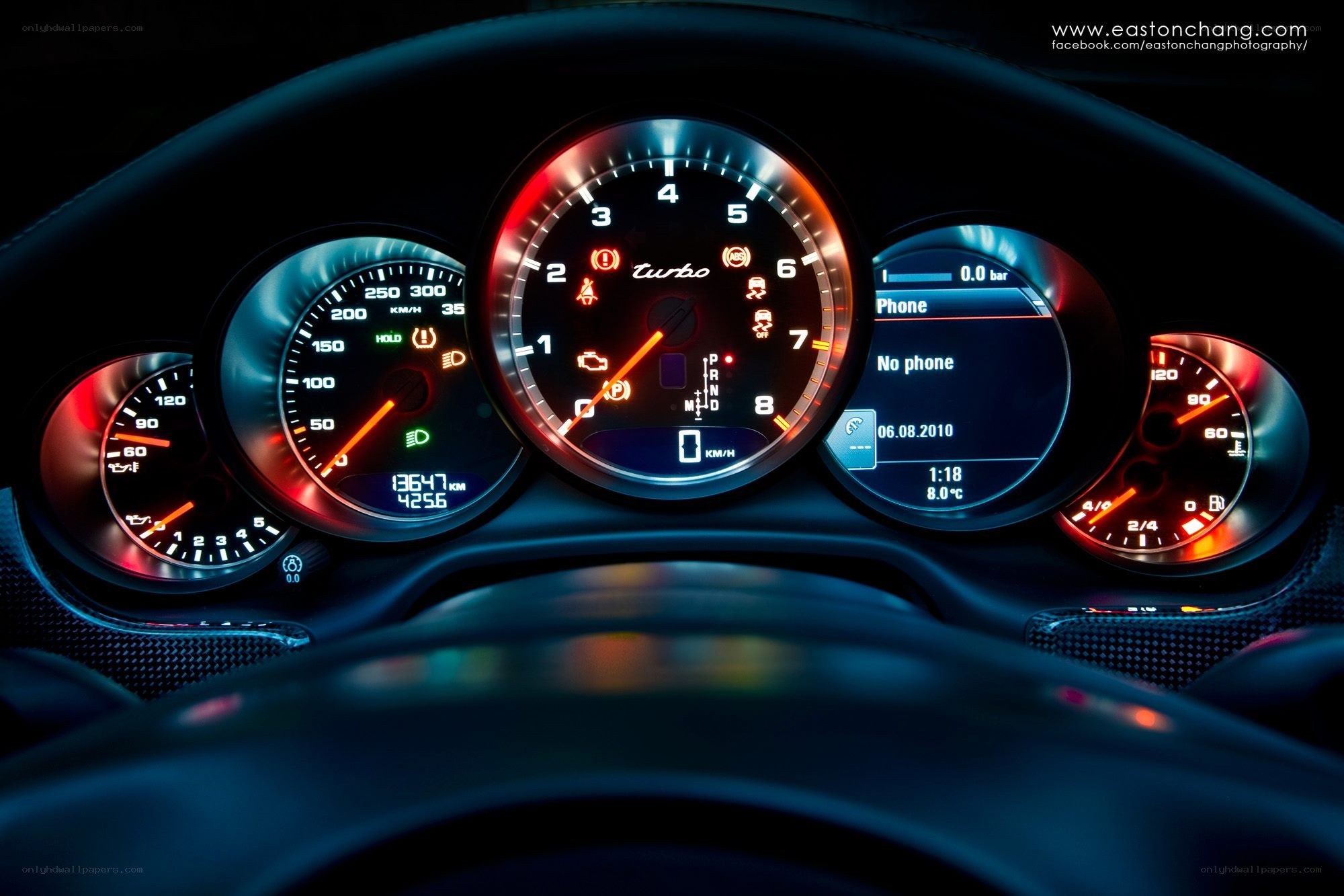 car dashboard at night