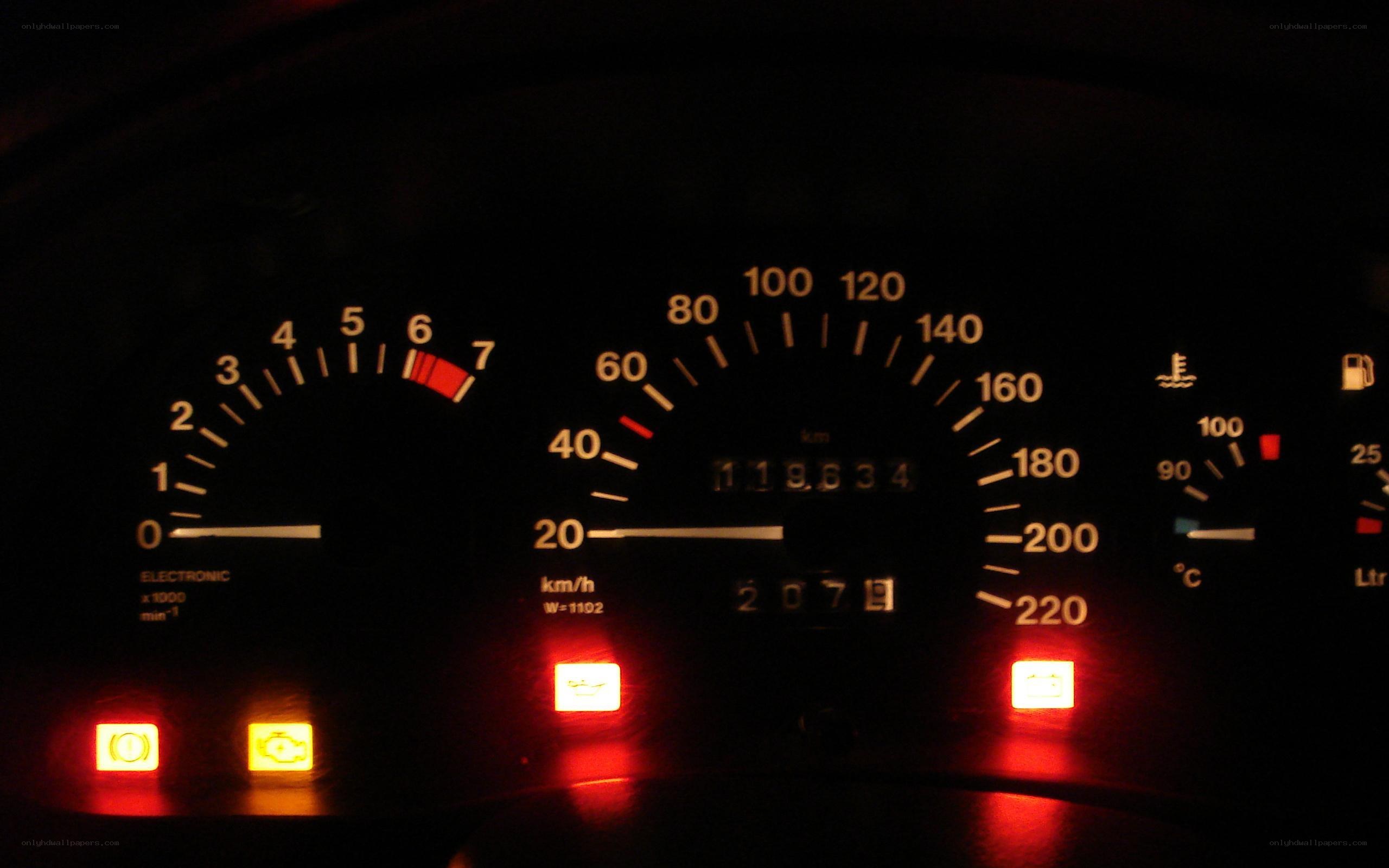 car dashboard at night