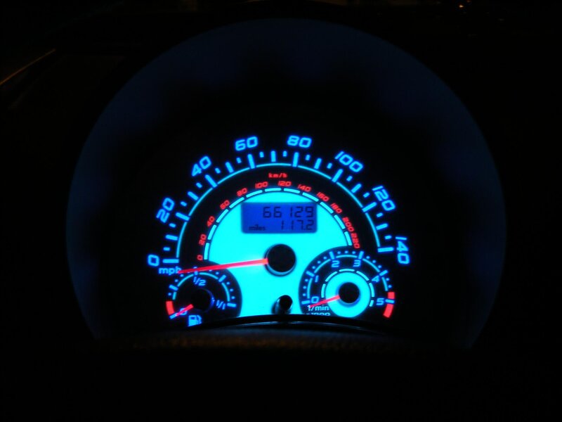car dashboard at night