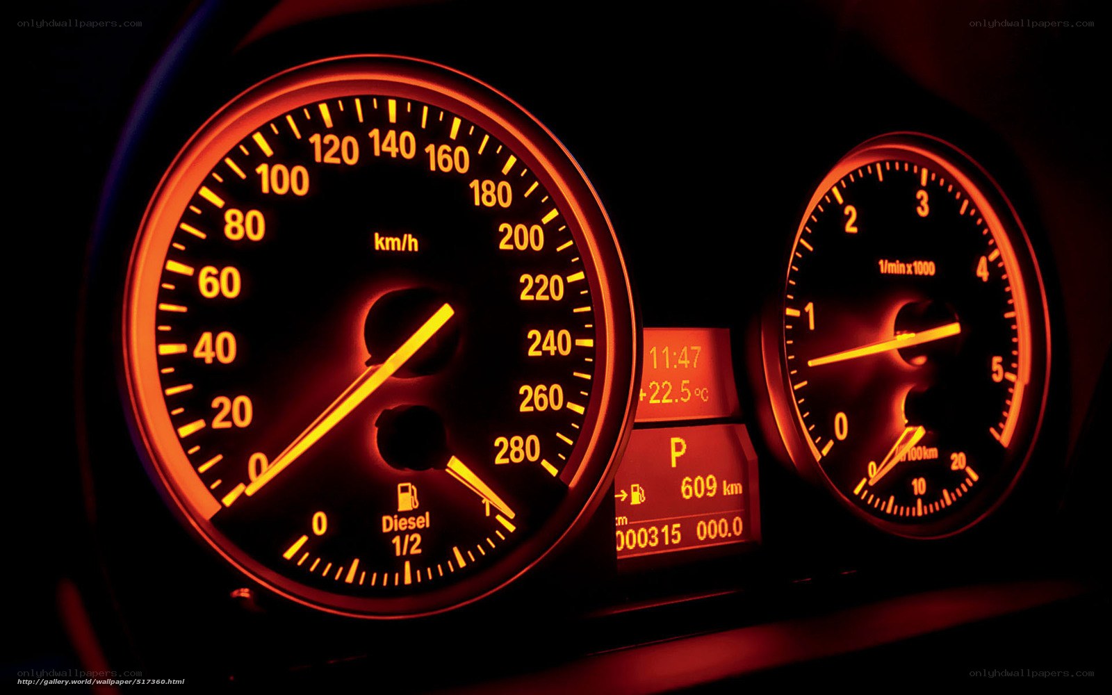 car dashboard at night