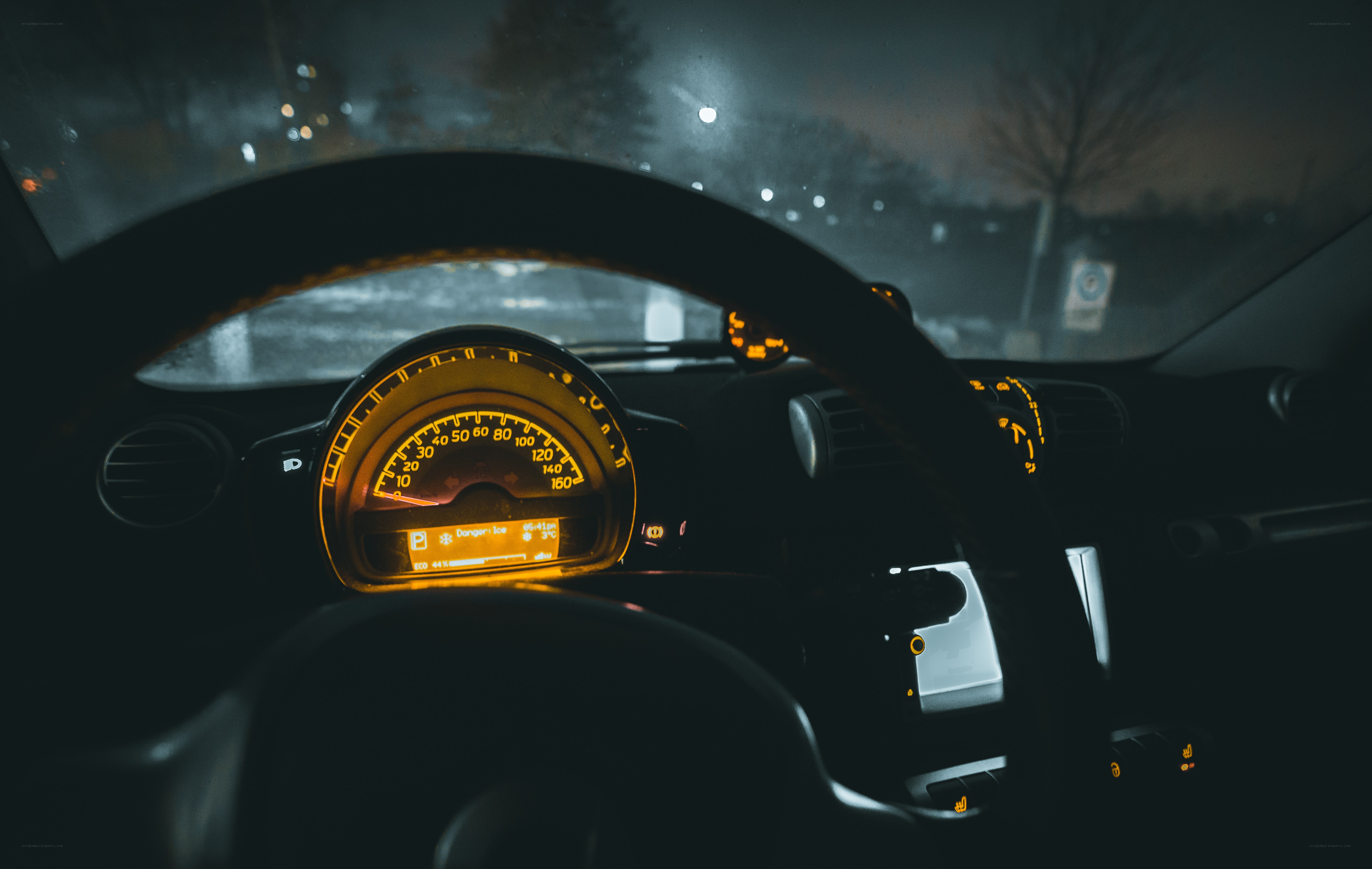 car dashboard at night
