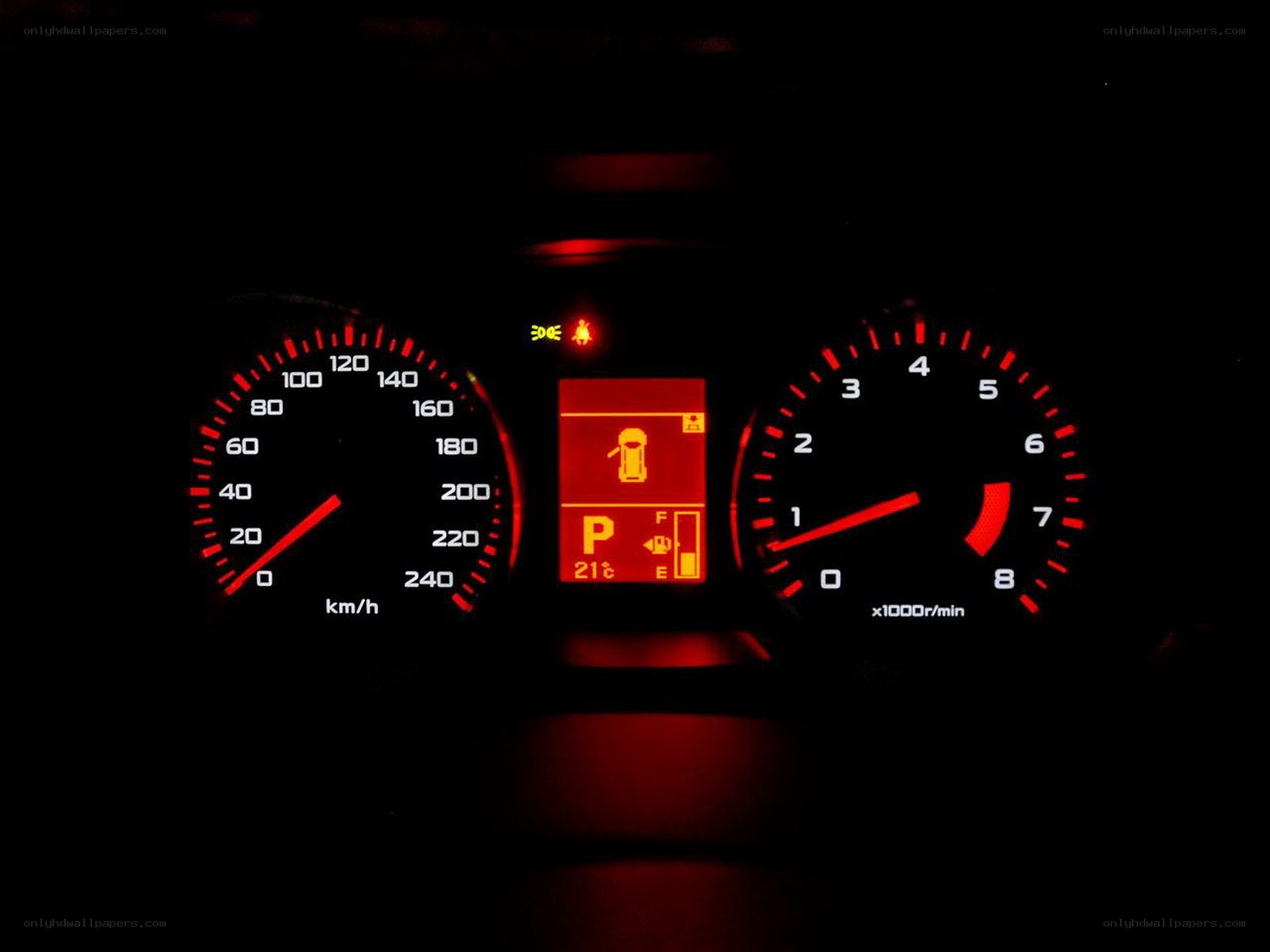 car dashboard at night