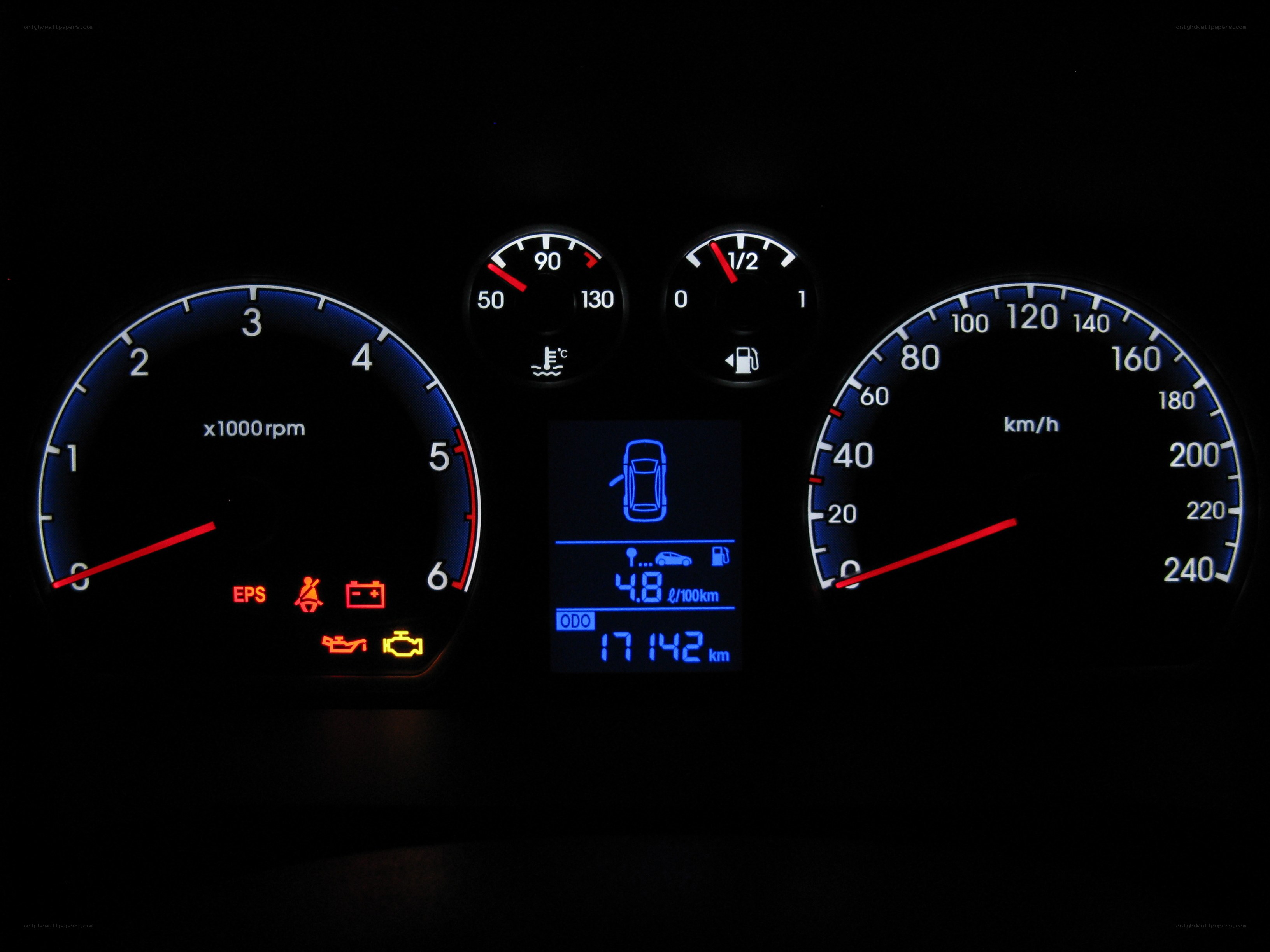 car dashboard at night