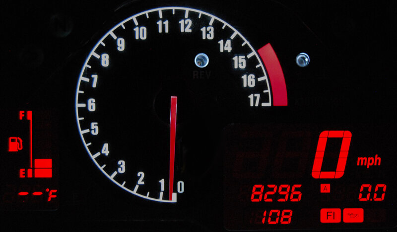 car dashboard at night