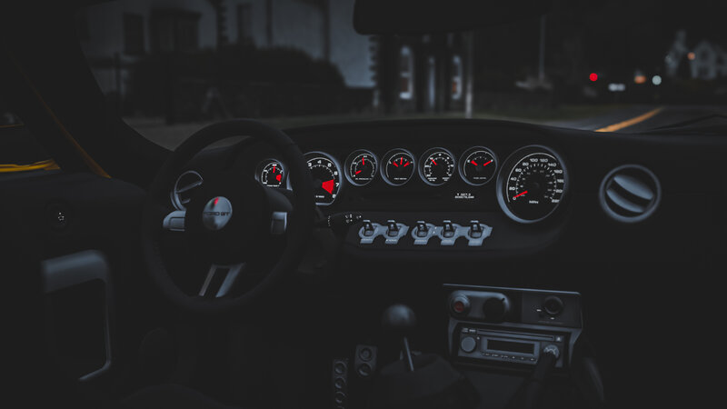 Car Dashboard at Night — Black, Dark, 3d Render