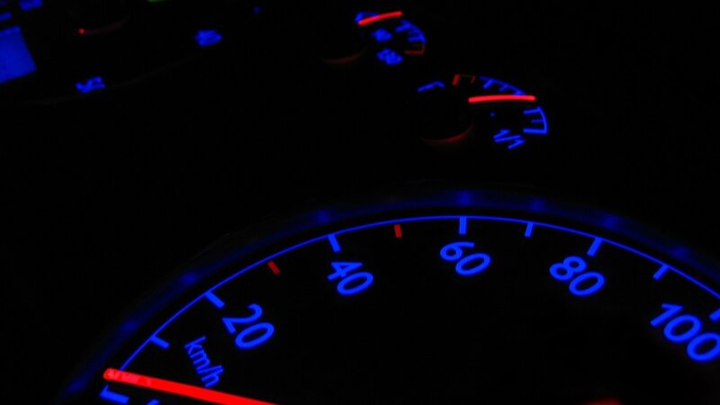 Car Dashboard at Night — Blue