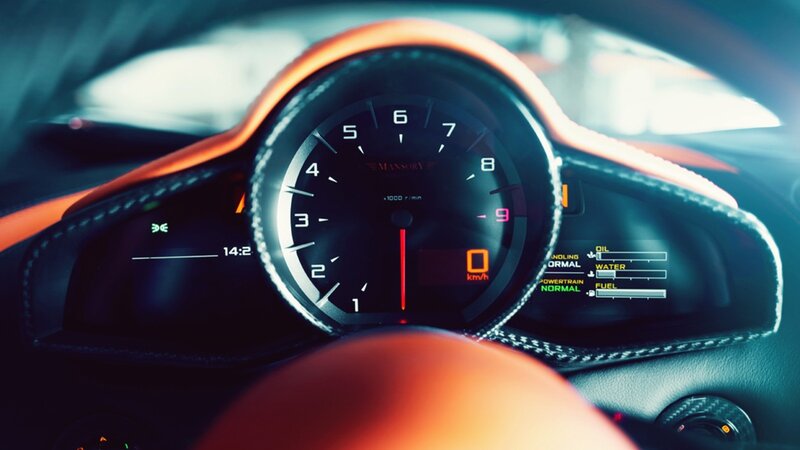 Car Dashboard — Black, Dramatic, Photograph, Steering Wheel, Speedometer, Digital Display
