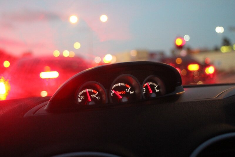 Car Dashboard Gauges — Black, Dramatic, Night