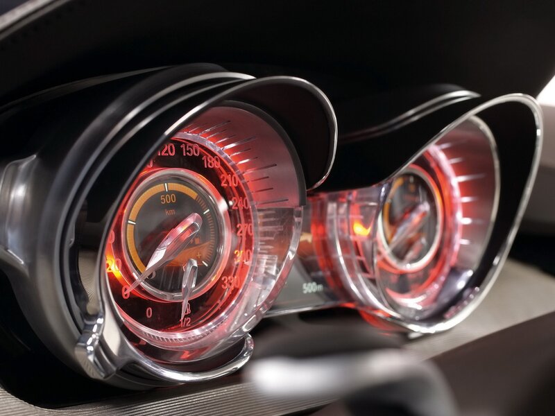 Car Dashboard Gauges — Black, Dramatic, Photograph, Dials, Red