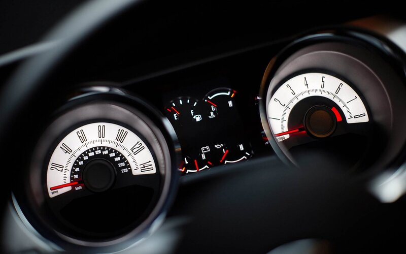 Car Dashboard Gauges — Black, Dramatic, Photograph, Speedometer, Tachometer, Warning Lights
