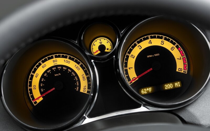 Car Dashboard Gauges — Black, Neutral, Photograph, Speedometer, Tachometer, Fuel Gauge